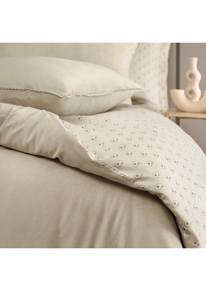 Bedding CharMe Arwin Çift Kişilik Kadife Saten Nevresim Takımı - Vizon