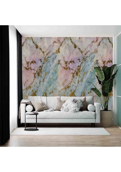 pembe Mavi Gold Art Deco Mermer Görünüm Özel Tasarım Duvar Kağı fiyatları