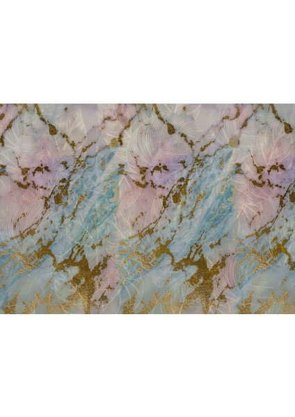 pembe Mavi Gold Art Deco Mermer Görünüm Özel Tasarım Duvar Kağı fırsatları