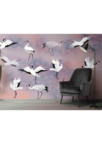 tek Parça Japon Turna Pembe Duvar Kağıdı, Özel Tasarım