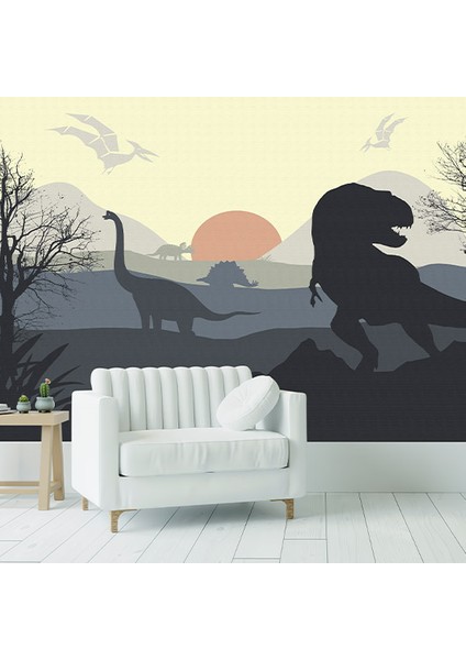 tek Parça Çocuk Odası Dinazor Duvar Kağıdı, Özel Tasarım