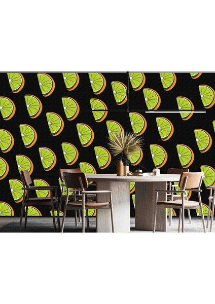 tek Parça Limon Desen Kafe Mutfak Duvar Kağıdı, Özel Tasarım fırsatları