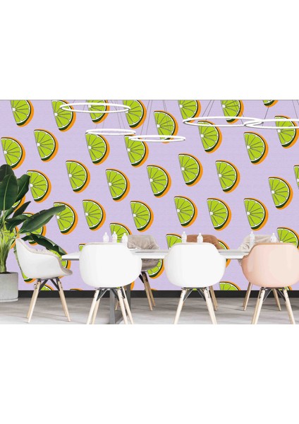 tek Parça Limon Desen Kafe Mutfak Duvar Kağıdı, Özel Tasarım