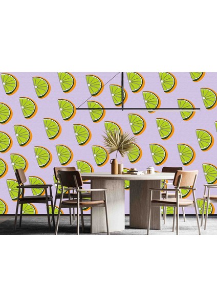 tek Parça Limon Desen Kafe Mutfak Duvar Kağıdı, Özel Tasarım fırsatları