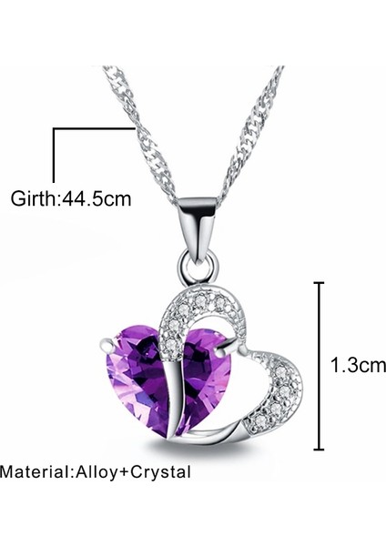 Heart Shaped Zircon Crystal Necklace Sweater Clavicle Chain Mor