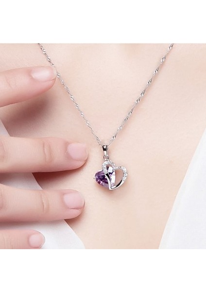 Heart Shaped Zircon Crystal Necklace Sweater Clavicle Chain Mor