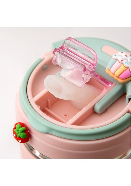 Shun Shop 500 ml. Dondurma Renkli Cam Şişe Sevimli Portatif Su Bardağı Saman (Yurt Dışından) modelleri