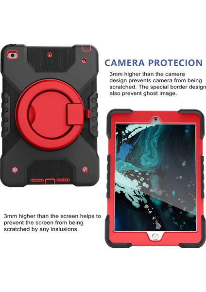 iPad Için Tablet Kılıfı - Siyah / Kırmızı (Yurt Dışından)