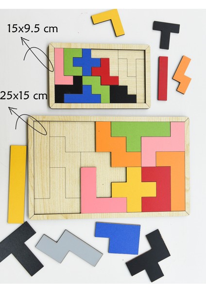 Ahşap Tetris Puzzle - Blok Puzzle Zeka Oyuncağı 2'li Set