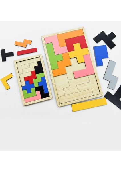 Ahşap Tetris Puzzle - Blok Puzzle Zeka Oyuncağı 2'li Set