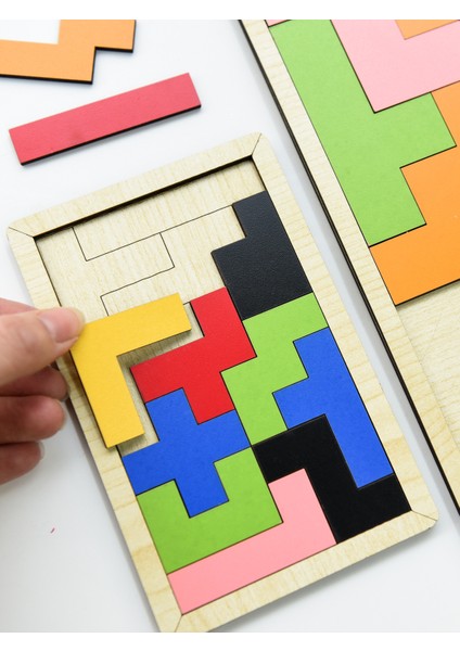 Ahşap Tetris Puzzle - Blok Puzzle Zeka Oyuncağı 2'li Set