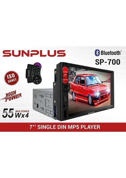 SP-700 7" Mp5 Çalar 55W x 4 Bluetooth Dokunmatik Ekra Oto Teyp