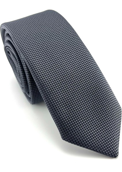 Füme Oxford Desen Slim Kravat
