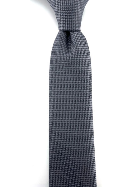 Füme Oxford Desen Slim Kravat