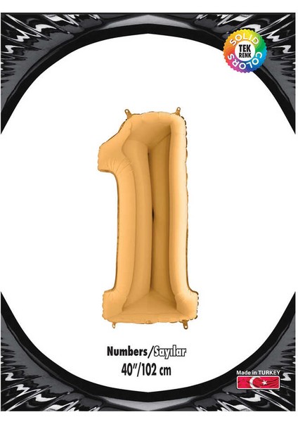 Kikajoy Rakam Folyo Balon 40" Altın -1-