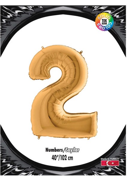Kikajoy Rakam Folyo Balon 40" Altın -2-
