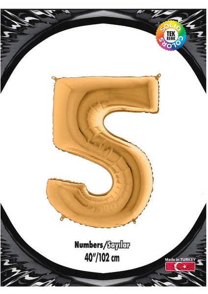 Kikajoy Rakam Folyo Balon 40" Altın -5-