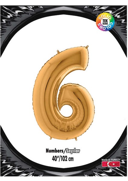 Kikajoy Rakam Folyo Balon 40" Altın -6-