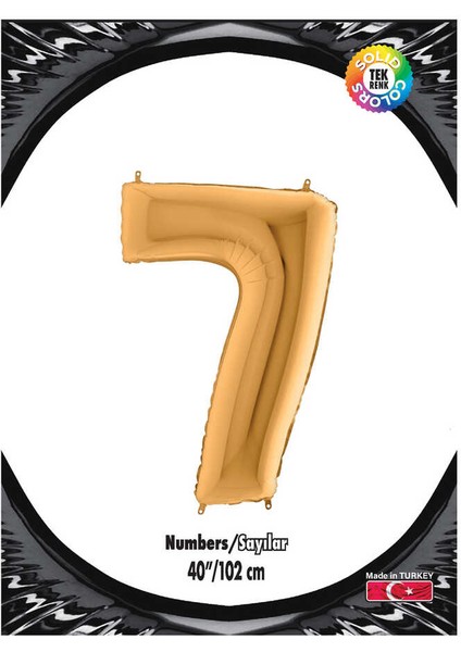 Kikajoy Rakam Folyo Balon 40" Altın -7-