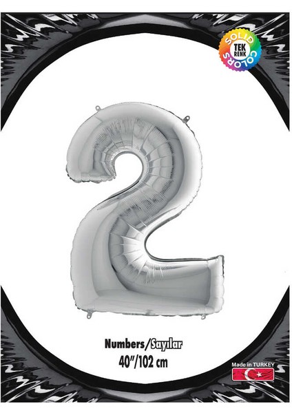 Kikajoy Rakam Folyo Balon 40" Gümüş -2-