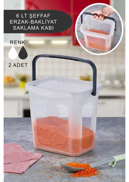 2 Adet Tutma Saplı Erzak-Bakliyat Saklama Kabı