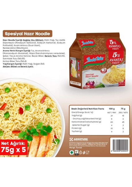 5'li Paket Spesiyal Noodle, 5X75GR