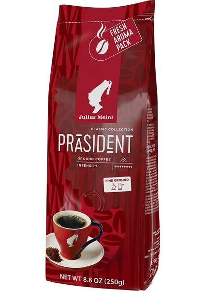 Julius Meinl Präsident Blend Öğütülmüş Filtre Kahve, Orta Kavrulmuş, Yumuşak Içim, Bitter Aromalı 250 gr