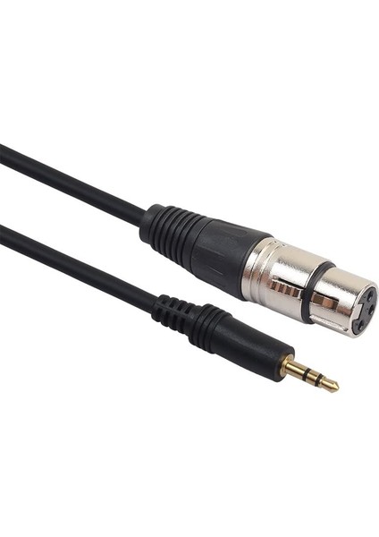 5032 Xlr Mikrofon 3.5mm Çevirici Adaptör Dönüştürücü 3 Pin Dişi Ses Kablosu, Siyah