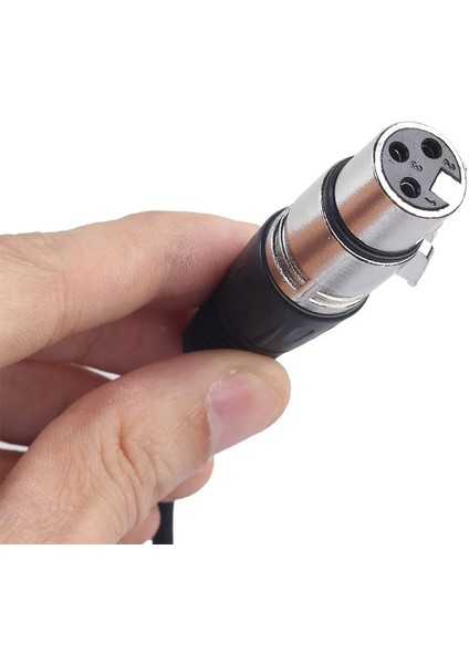 5032 Xlr Mikrofon 3.5mm Çevirici Adaptör Dönüştürücü 3 Pin Dişi Ses Kablosu, Siyah