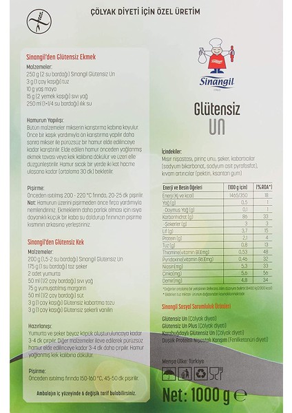 Glutensiz Un 1 kg fiyatları