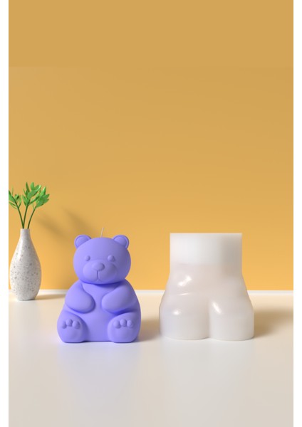 Küçük Ayıcık Mum Silikon Kalıp - Mum Yapım Malzemeleri 7 cm