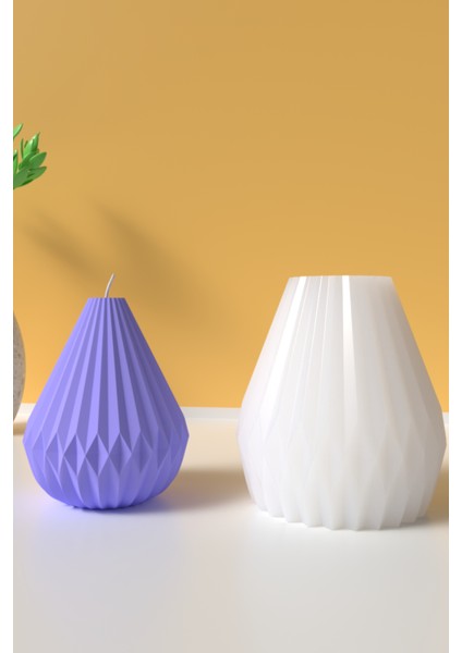 Dekoratif Desenli Armut Mum Silikon Kalıp - Mum Yapım Malzemeleri - 10CM