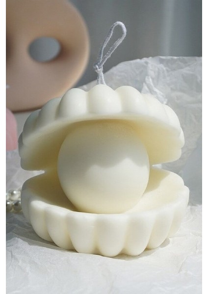 Incili Deniz Kabuğu Kokulu Mum Beyaz - Soya Wax Mumu