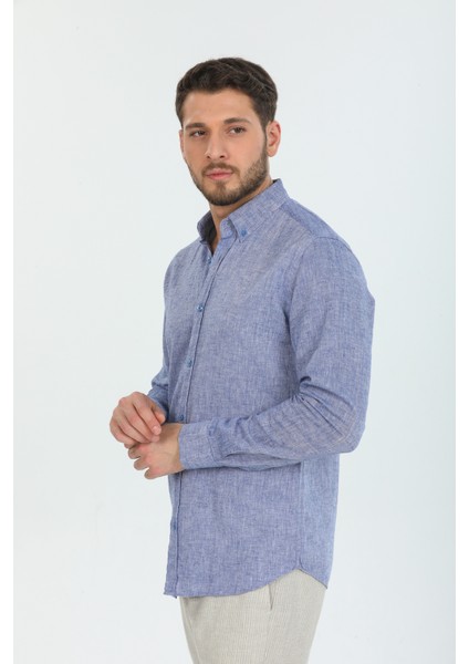 Regular Fit Denim Keten Gömlek