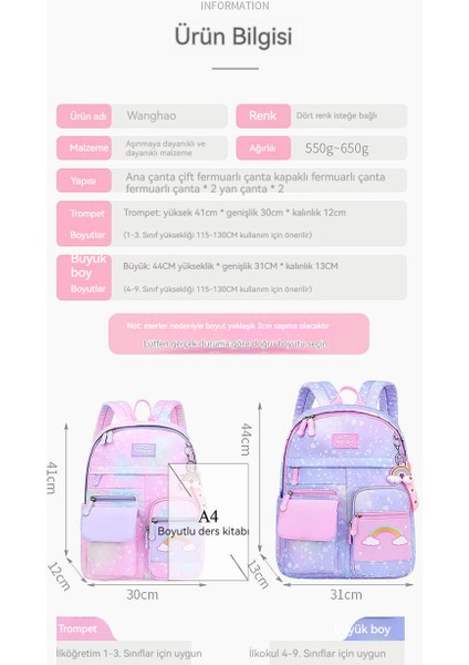 Ilkokul Okul Çantası 1-3-6. Sınıf Kız Yükü Azaltma Omurga Su Geçirmez Çocuk Omuz 6-12 Yaş Okul Çantası fiyatları