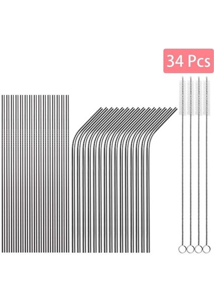 Temizleme Fırçaları ile Yeniden Kullanılabilir Paslanmaz Çelik Pipetler (Yurt Dışından)