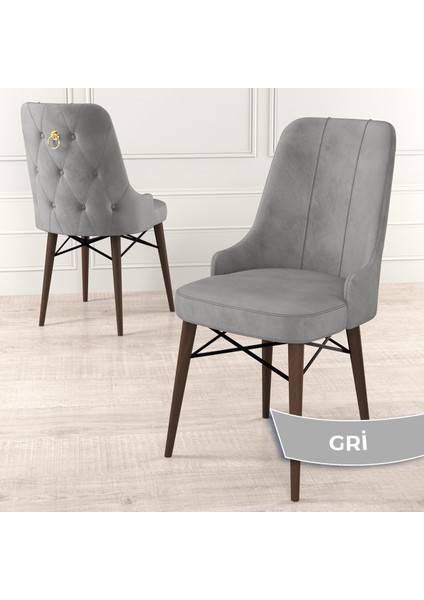 Concept Are Serisi Beyaz Masa Ceviz Ayak Mdf 80X132 Açılabilir Yemek Odası Takımı 6 Sandalye Gold Halkalı fırsatları