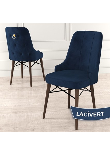 Concept Are Serisi Beyaz Masa Ceviz Ayak Mdf 80X132 Açılabilir Yemek Odası Takımı 6 Sandalye Gold Halkalı