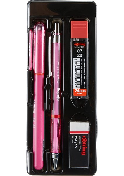 Visuclick Jel Okul Seti 0,7 Mm, Mekanik Kurşun Kalem, Uç ve Silgi Seti, Pembe