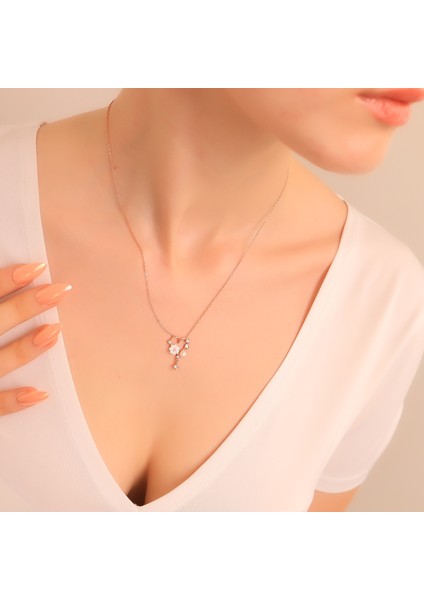 925 Ayar Gümüş Sedefli ve Incili Kalp Kolye fiyatları