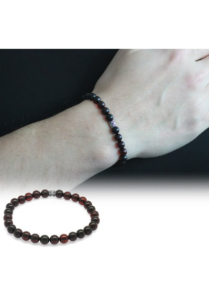 Küre Kesim Kırmızı Doğal Damla Kehribar Bileklik