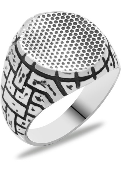 Nokta Desenli 925 Ayar Gümüş Çukur Yüzüğü fiyatları