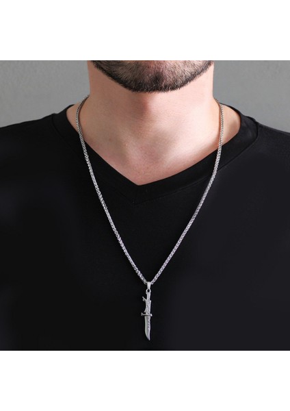 Kama Tasarım Silver Renk Çelik Erkek Kolye fiyatları