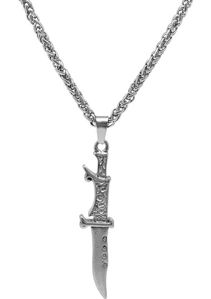 Kama Tasarım Silver Renk Çelik Erkek Kolye modelleri