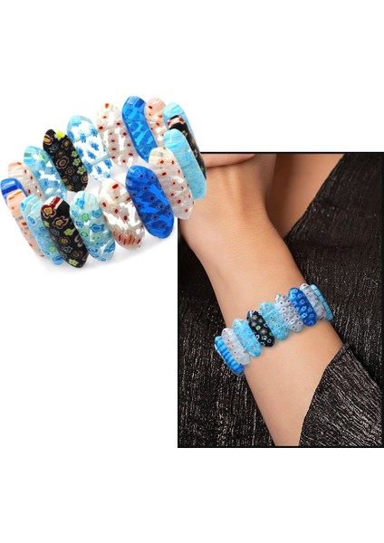 El İşçiliği Murano Cam Sanatı Çakra Kadın Bileklik