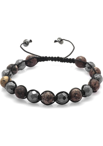 Makrome Örgülü Küre Kesim Mat Ceyd-Fasetalı Hematit Kombinli Doğaltaş Bileklik fiyatları