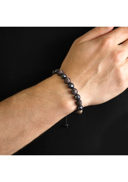 Makrome Örgülü Küre Kesim Mat Ceyd-Fasetalı Hematit Kombinli Doğaltaş Bileklik modelleri