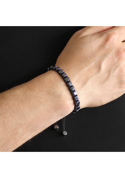 Makrome Örgülü Kapsül Kesim Hematit Doğaltaş Erkek Bileklik fiyatları