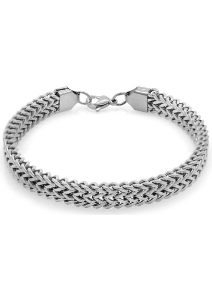 Çift Sıra Silver Renk Çelik Erkek Spiga Bileklik modelleri