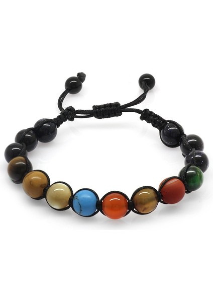 Makrome Örgülü Küre Kesim Çoklu Doğal Taş Yıldız-Gezegen Kombinli Kadın Şans Bilekliği fırsatları